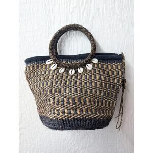 Handmade Sisal Jute Puka Shell Handbag Purse Boho Beach Festival Travel Resort